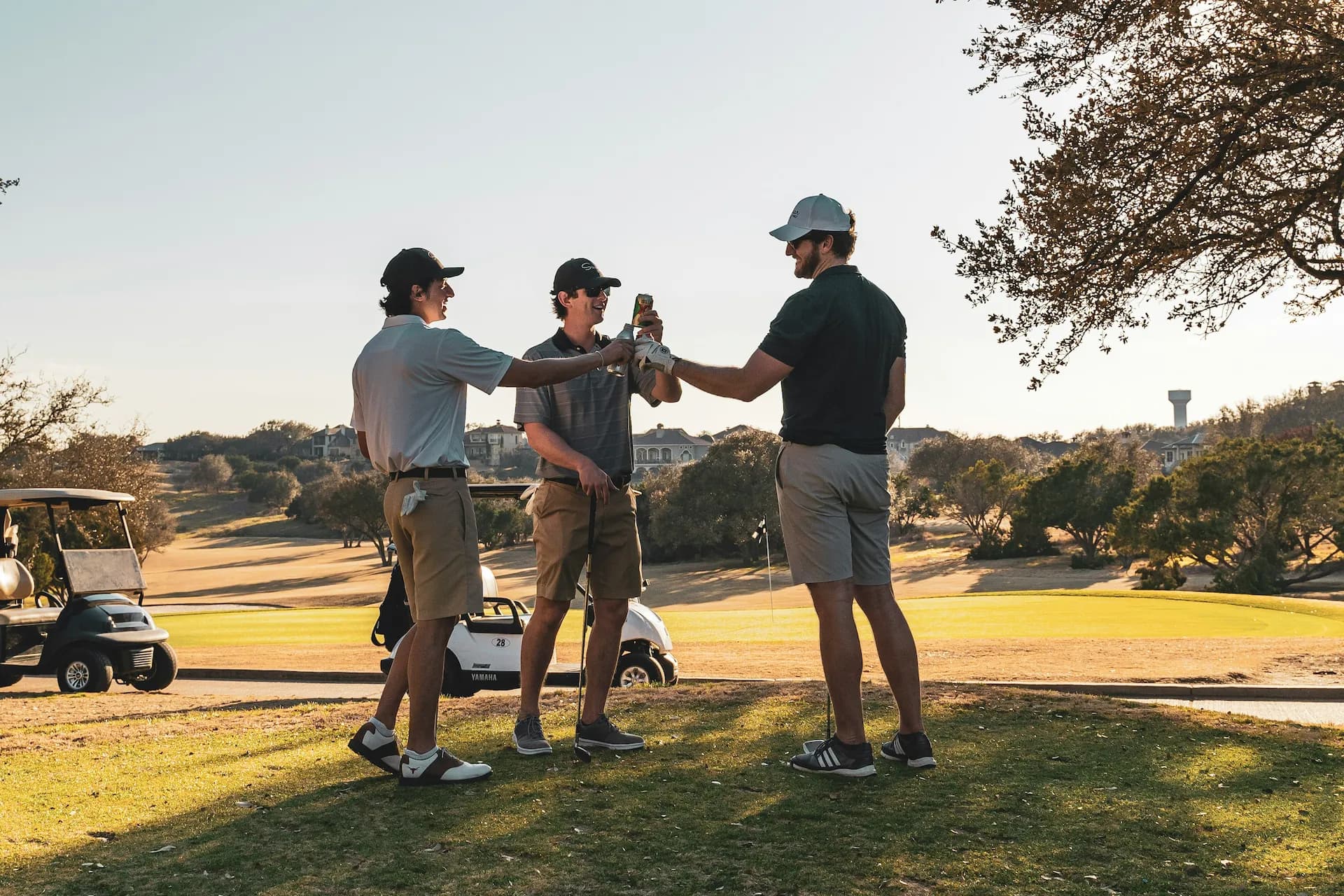 Golfers celebrating together